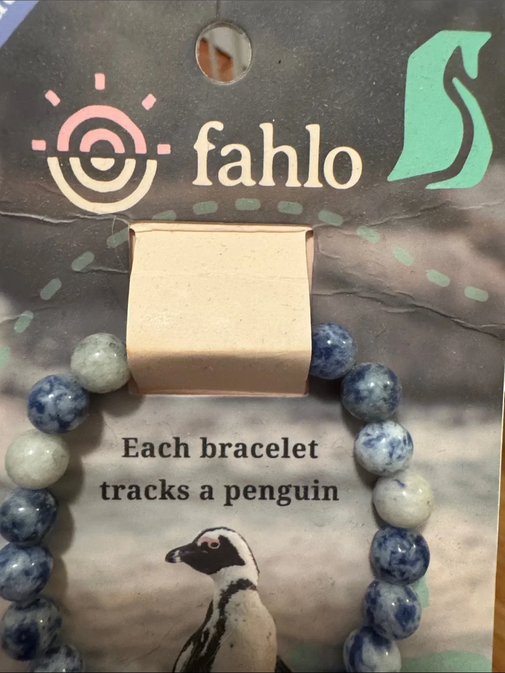 Fahlo Beaded Bracelet - Blue & Brown Penguin Tracker
